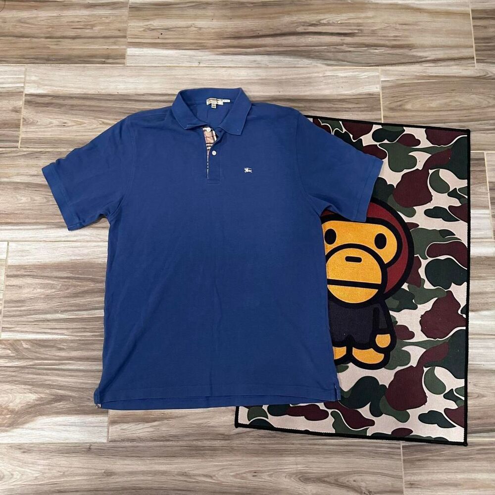 Blue Burberry London Polo Shirt with classic stripe
